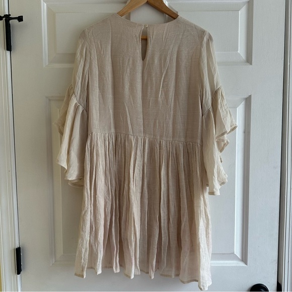 UMGEE Ivory Floral Embroidered Ruffle Tiered Sleeve Tunic Dress Size Small Boho - Picture 7 of 8